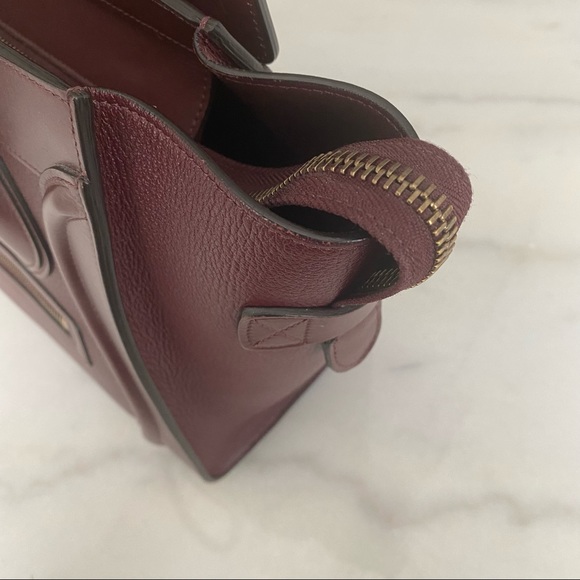 Celine Micro Luggage Handbag Calfskin Burgundy - Picture 6 of 15